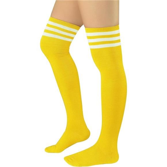 Accessories Womens Knee High Socks Long 1 Pack Yellow And White